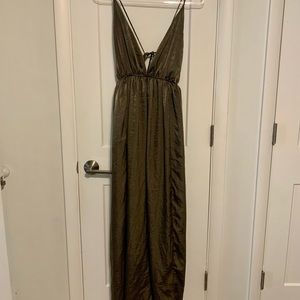 Lulus Silk Green Maxi Dress